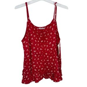 Nordstrom Red and White Floral Flowy Tank Top Girls size Medium 8/10 NWOT